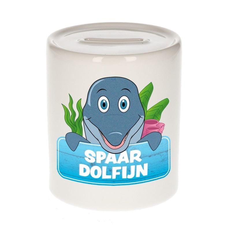 Kinder spaarpot met dolfijnen print 9 cm -