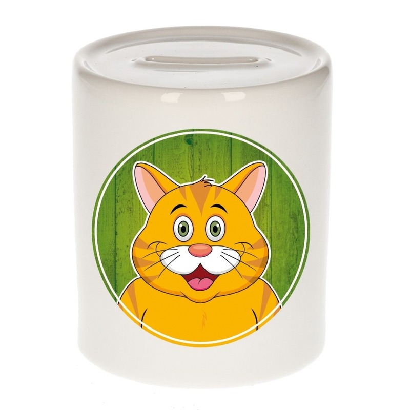 Rode katten spaarpot voor kinderen 9 cm -