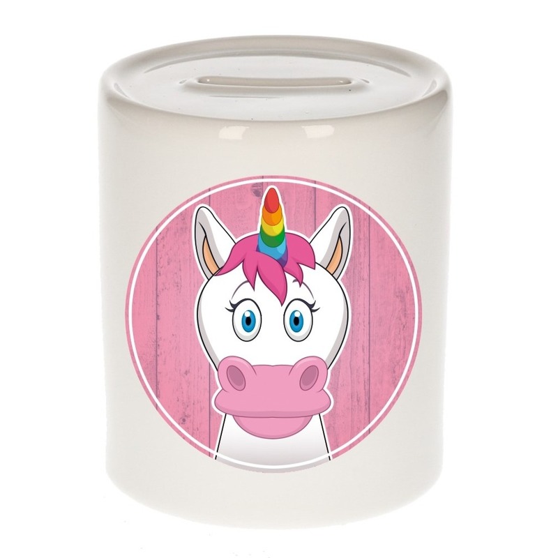 Eenhoorns spaarpot voor kinderen 9 cm -