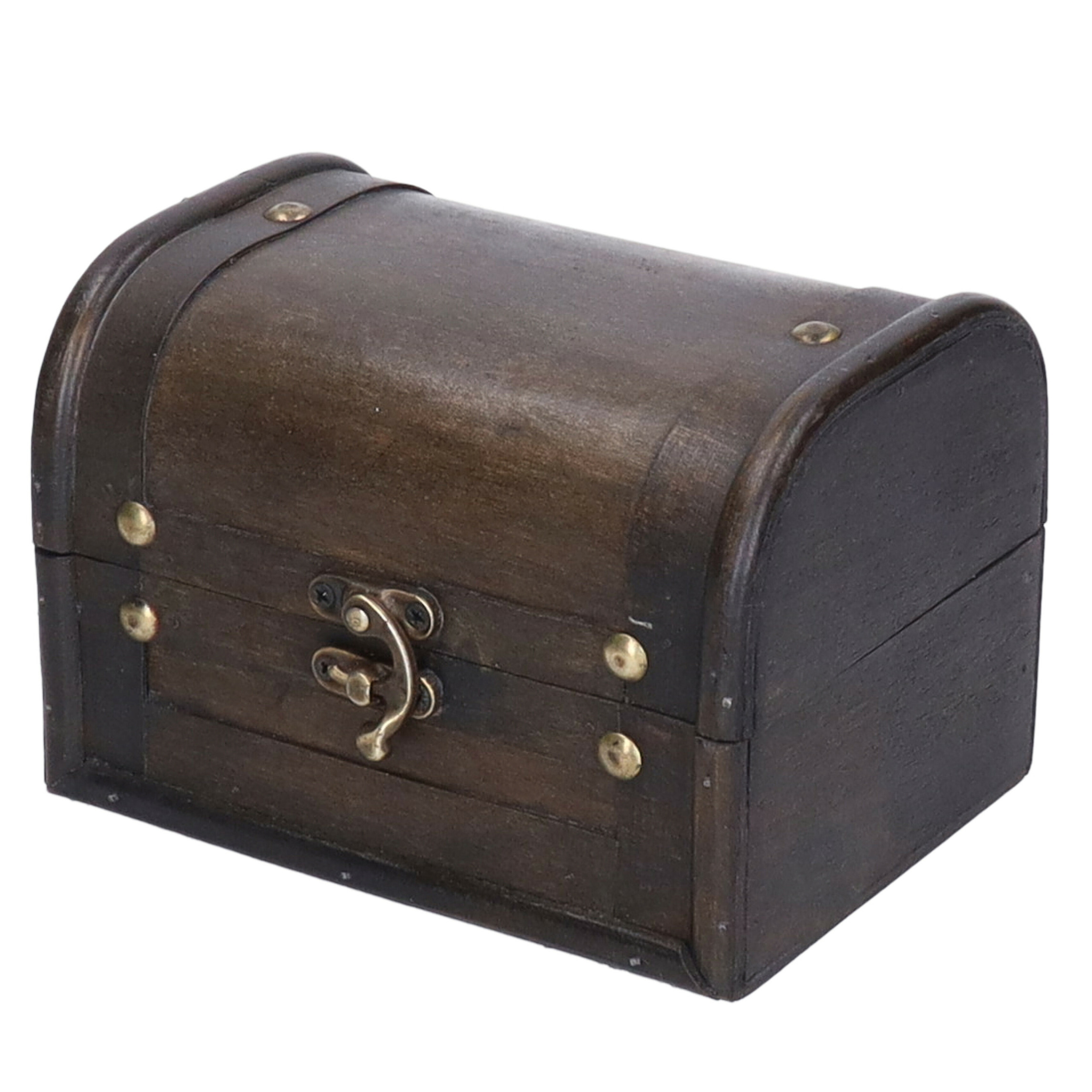 Houten geldkistje spaarpot 11 cm met sluiting -