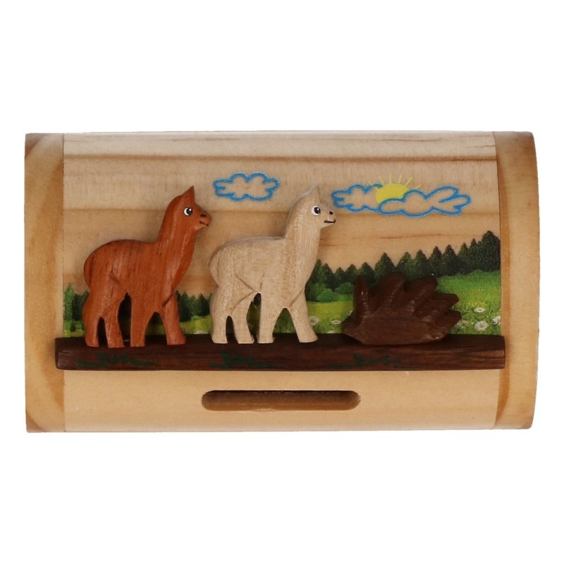 Houten spaarpot alpaca/lama 10 cm -