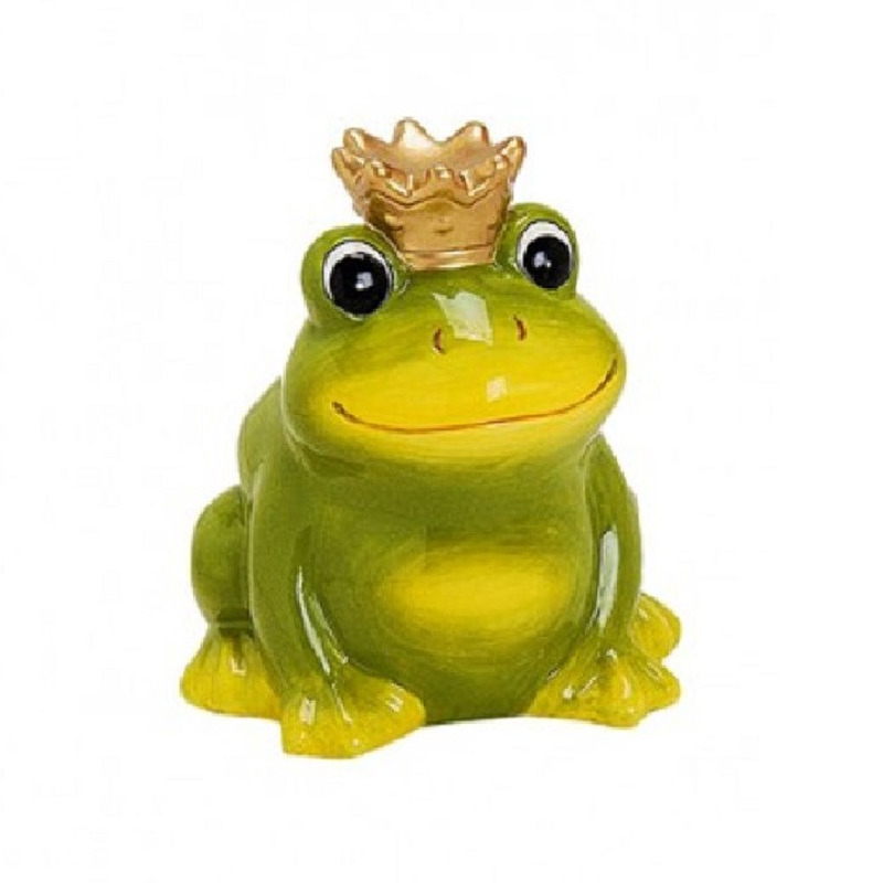 Spaarpot groene kikker met kroontje 12 cm -