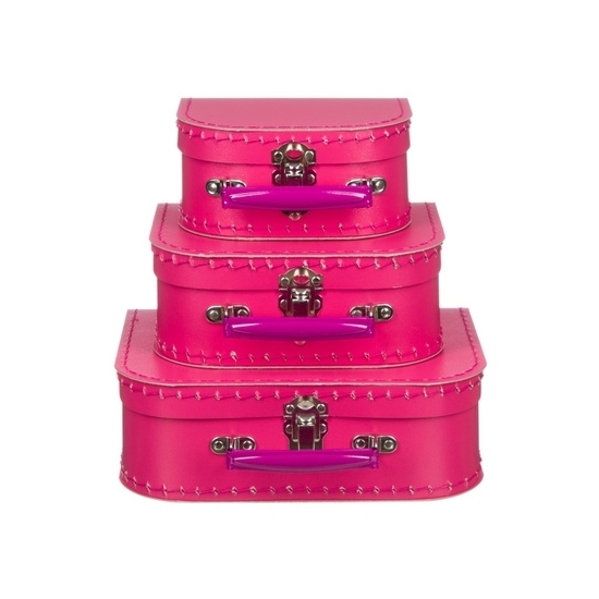 Kinderkoffertje fuchsia roze16 cm -