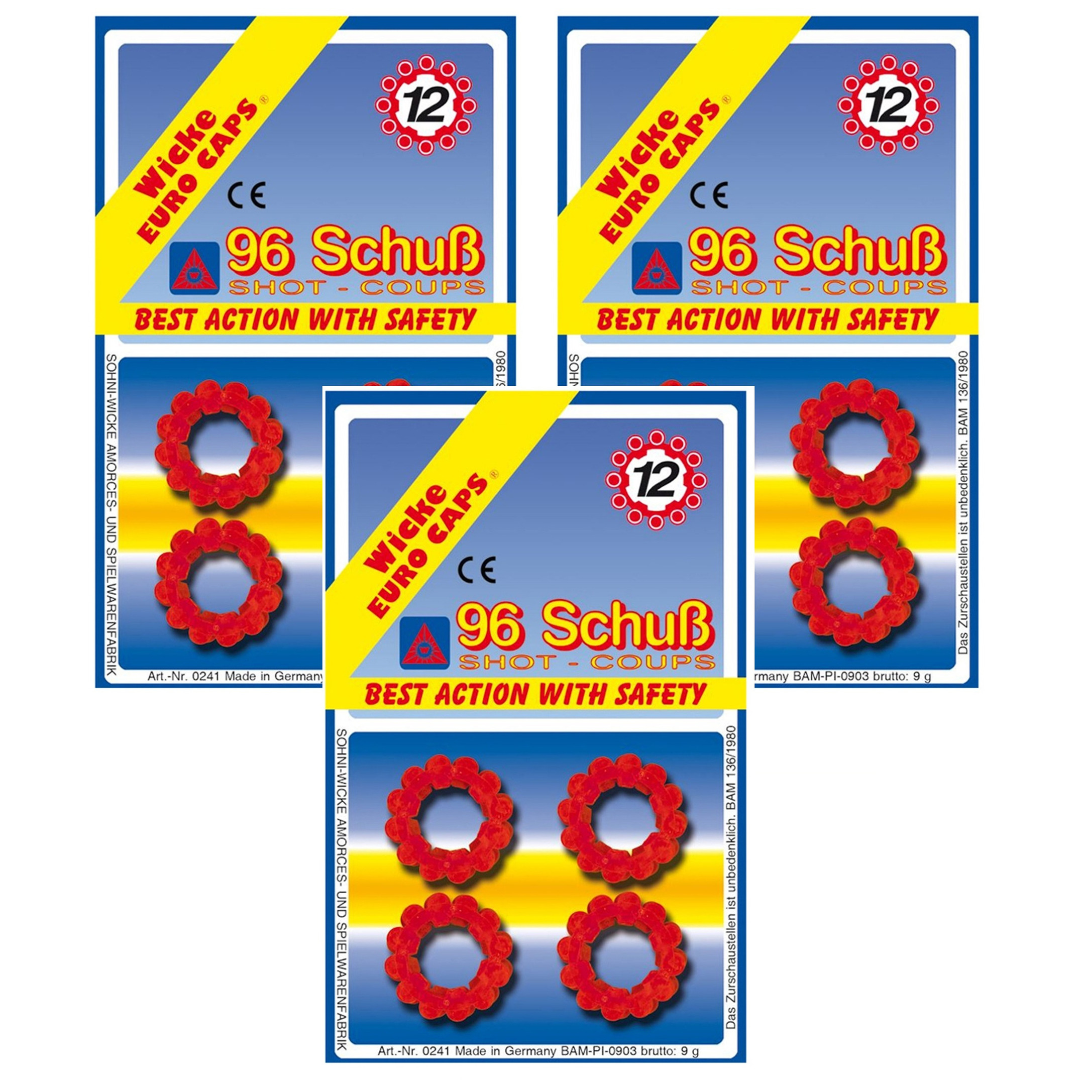 Plaffertjes ringen 12 schots - 96x shots - voor een speelgoed pistool/revolver -