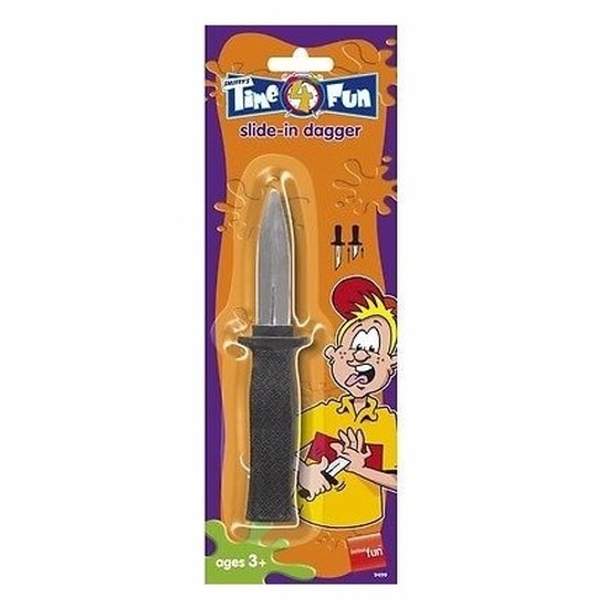 Inschuifbaar nep mes - 18 cm - plastic - fopmes - verkleedaccessoires -