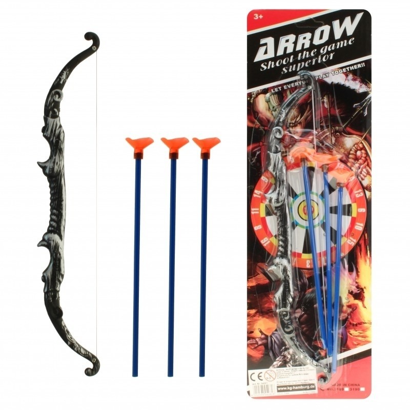Fantasy indianen boog met 3 pijlen - speelgoed wapens - 28 cm -