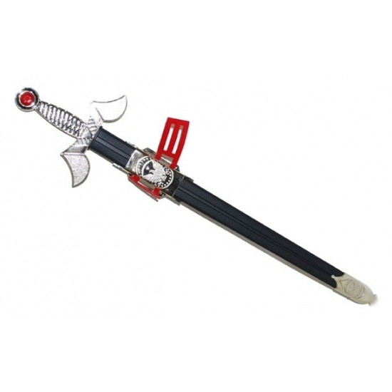 Koning of ridder verkleed zwaard zwart met zilver 66 cm -