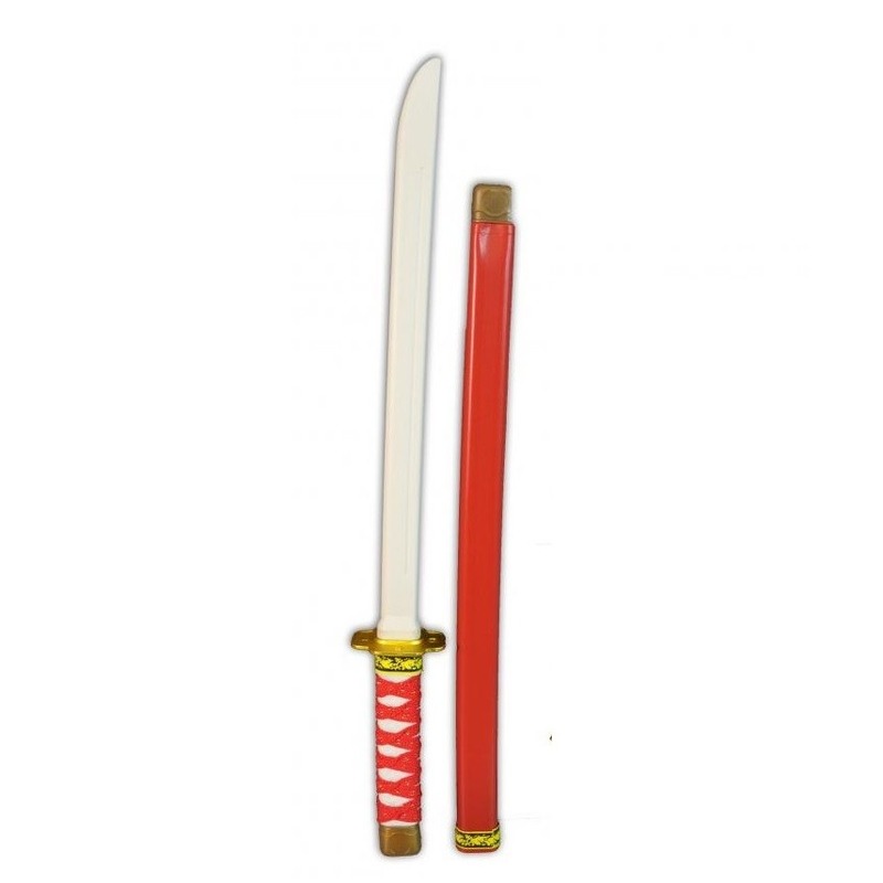 Rood plastic ninja/ samurai zwaard 60 cm -
