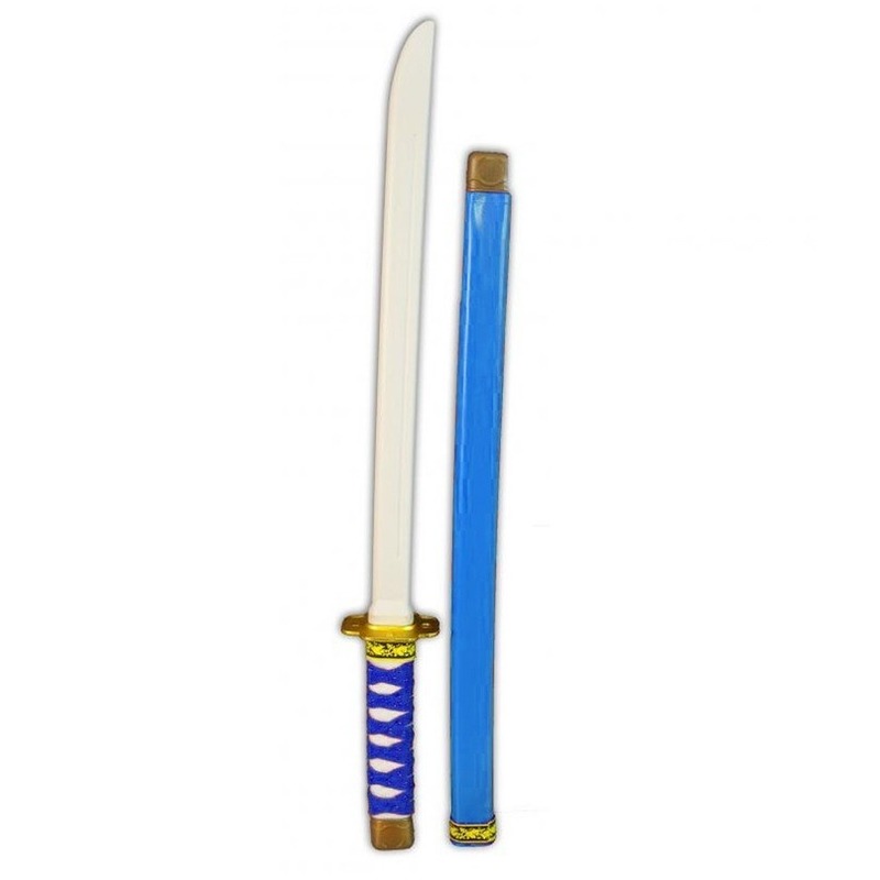 Blauw plastic ninja/ samurai zwaard 60 cm -
