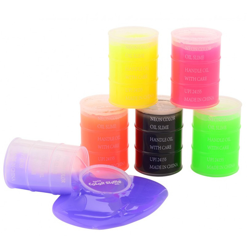 1x Potjes speelgoed/hobby slijm paars in olievat 5,5 x 8 cm 150 ml inhoud -