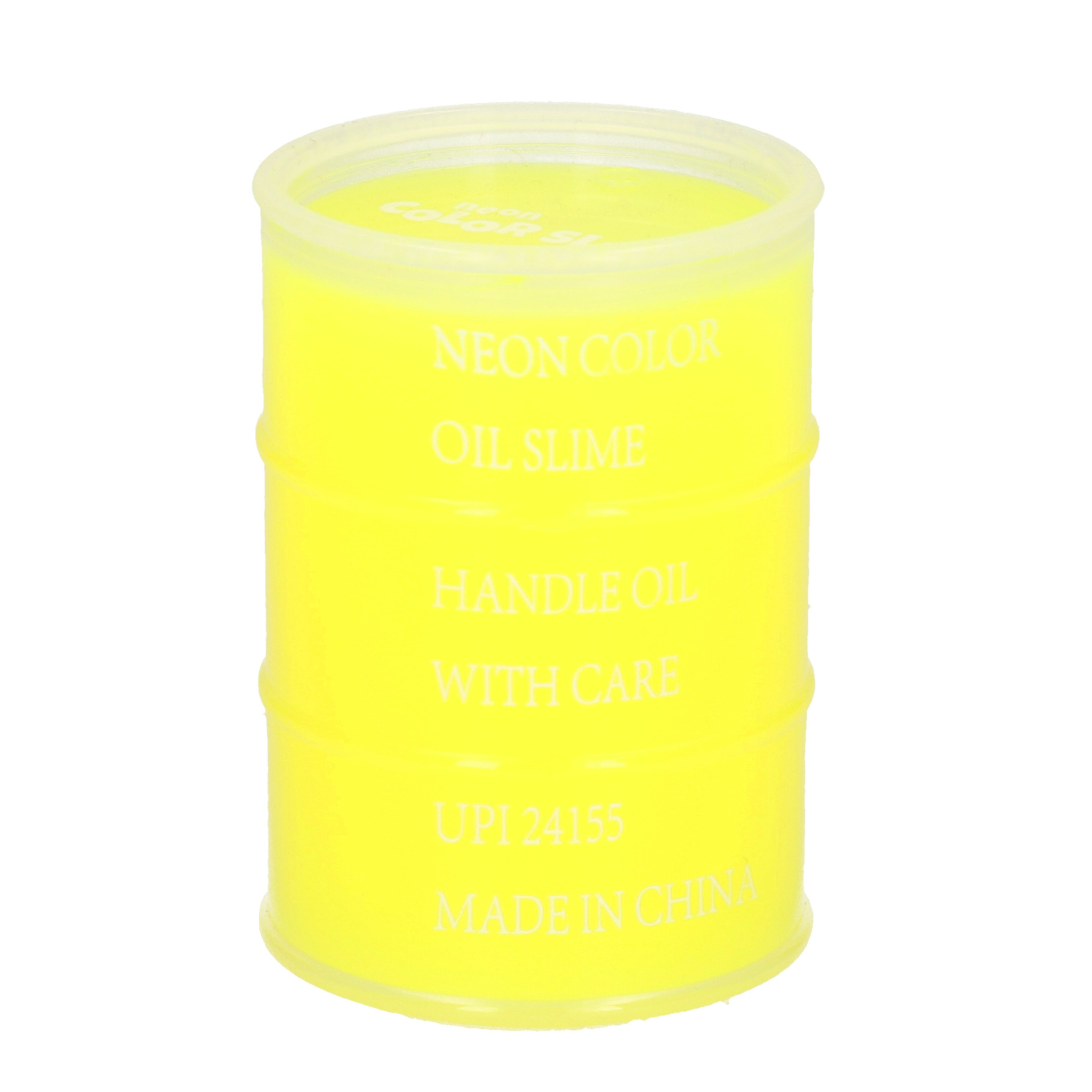 1x Potjes speelgoed/hobby slijm geel in olievat 5,5 x 8 cm 150 ml inhoud -