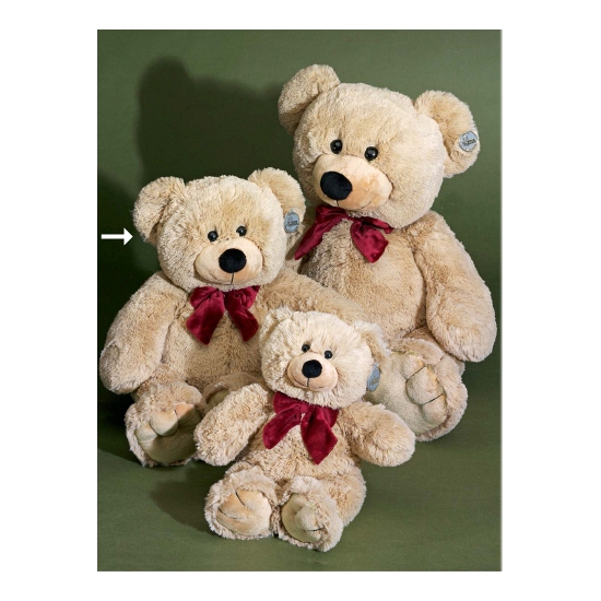 Knuffelbeer beige met rode strik 55 cm -