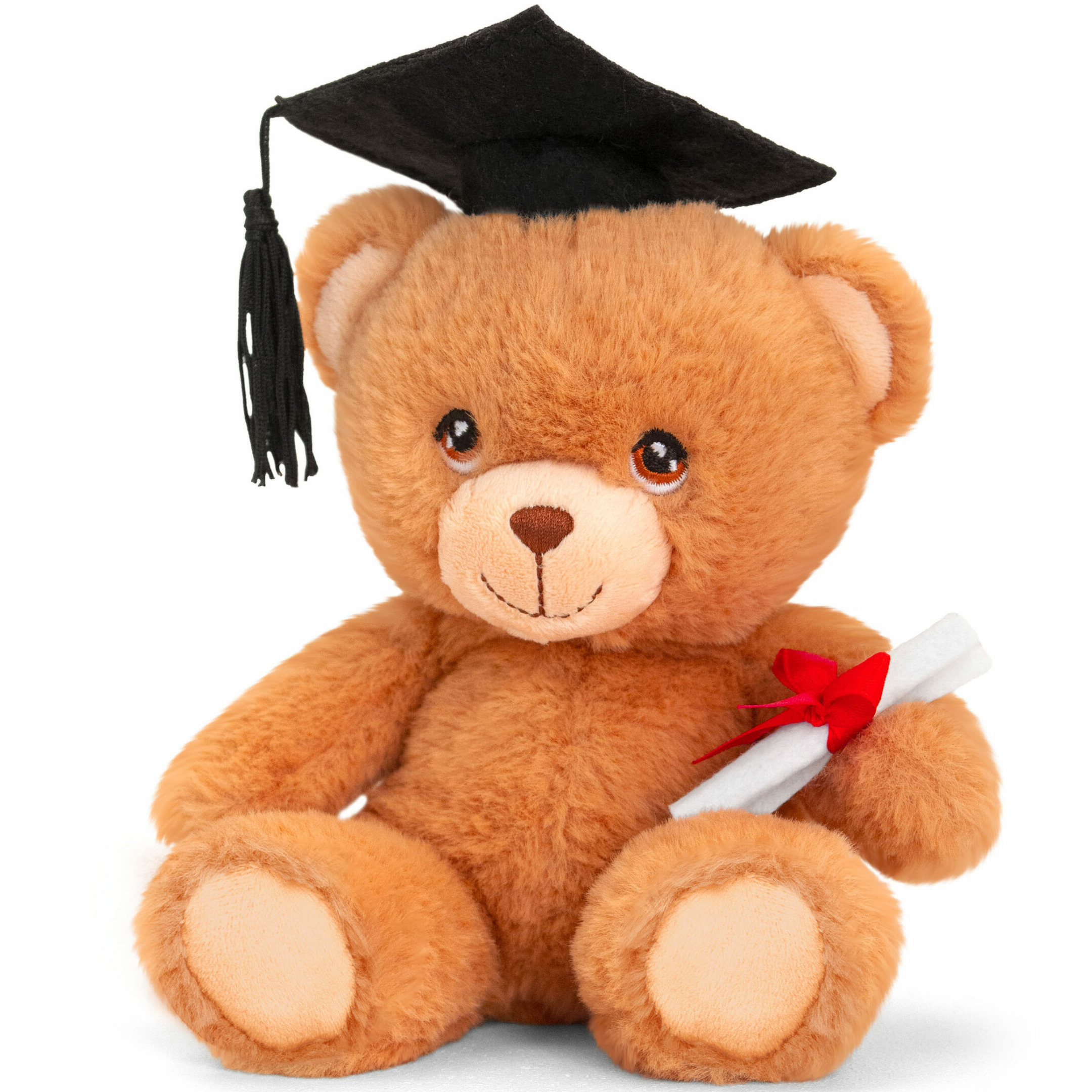 Pluche knuffel beer - geslaagd - diploma - bruin - 15 cm -