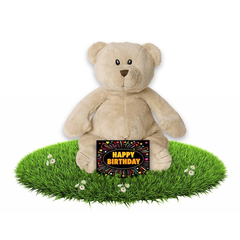 Verjaardag knuffel beer 17 cm met gratis verjaardagskaart -