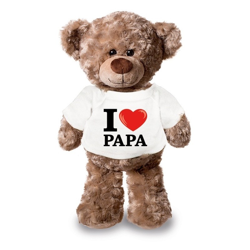 Knuffel teddybeer met I love papa shirt 24 cm -