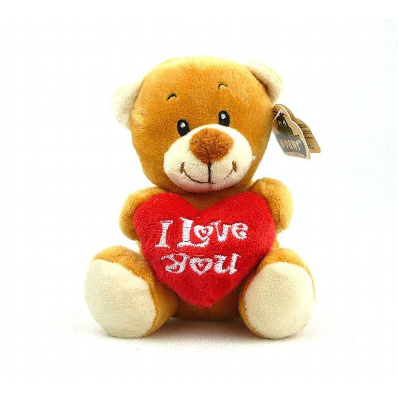 Pluche I love you bruine beer knuffel 14 cm speelgoed -