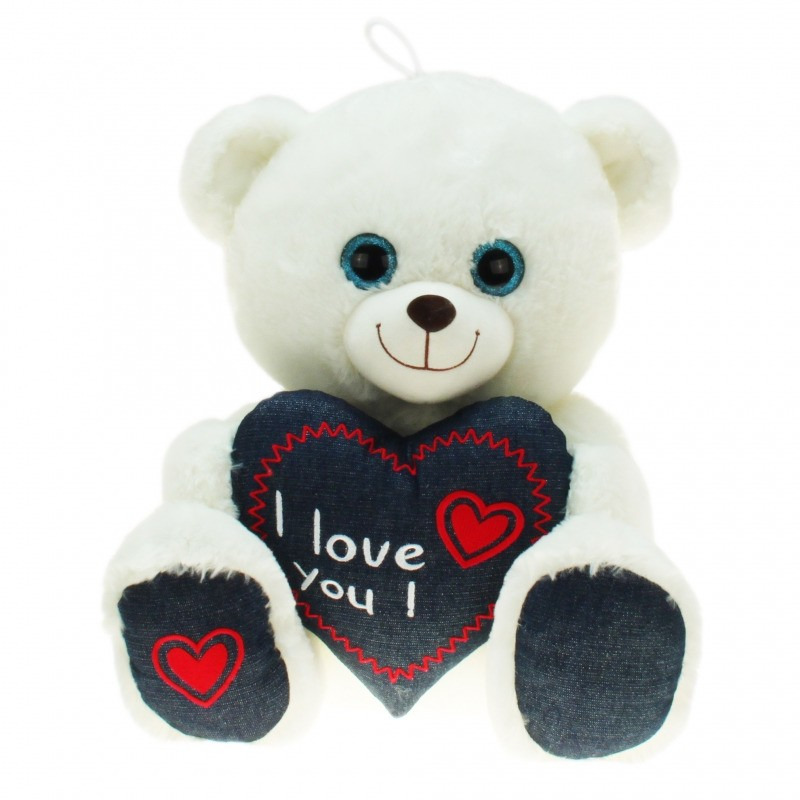Pluche witte beer/beren knuffel i love you 25 cm speelgoed -
