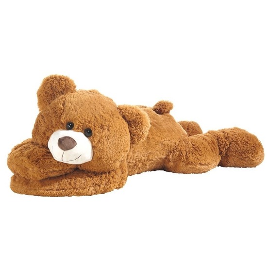 Knuffel - beer - groot - lichtbruin - liggend - 120 cm -