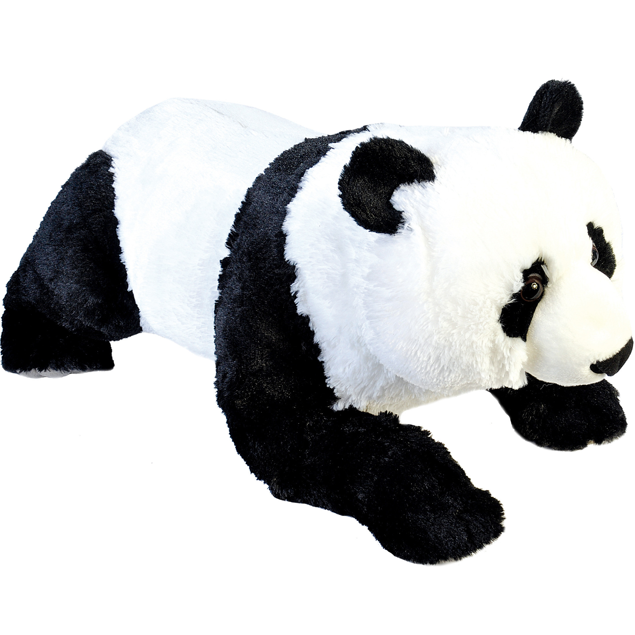 Wild Republic grote knuffel panda liggend - zwart/wit - 76 cm - Dieren knuffels -