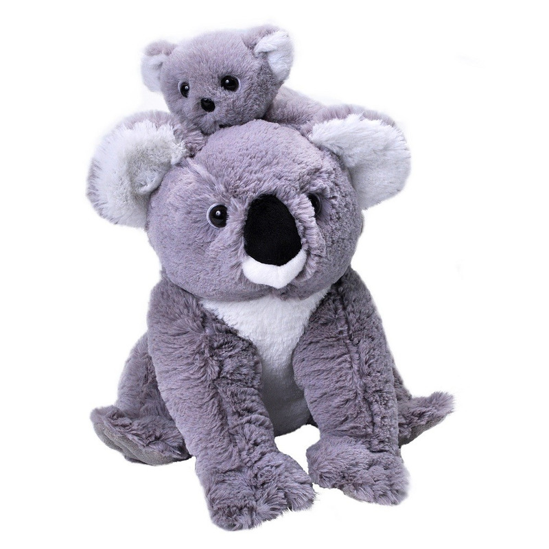 Wild Republic Pluche koala beer met baby knuffel - grijs - 38 cm -
