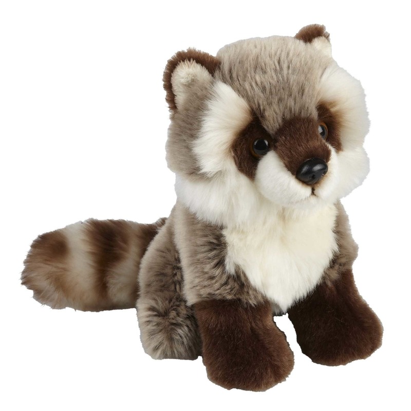 Pluche grijze wasbeer/wasberen knuffel 18 cm speelgoed -