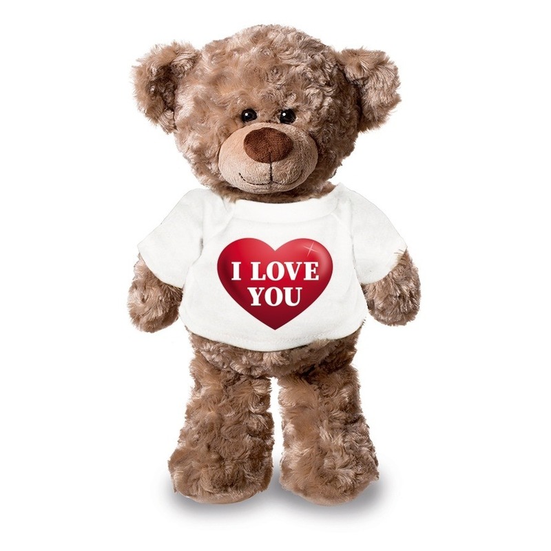 Knuffel teddybeer met I love you hart shirt 43 cm -