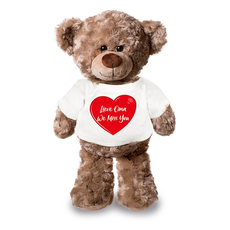 Lieve oma we miss you pluche teddybeer knuffel 24 cm met wit t-s -