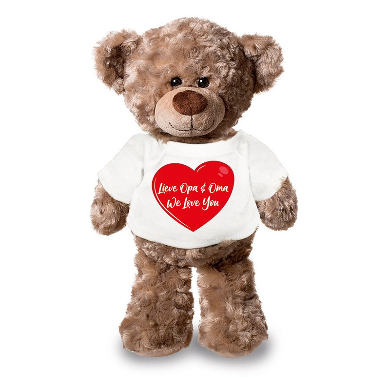 Lieve oma en opa we love you pluche teddybeer knuffel 24 cm -