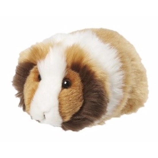 Knuffeldier Cavia - pluche knuffel - 13 cm - bruin/wit - huisdieren knuffel -