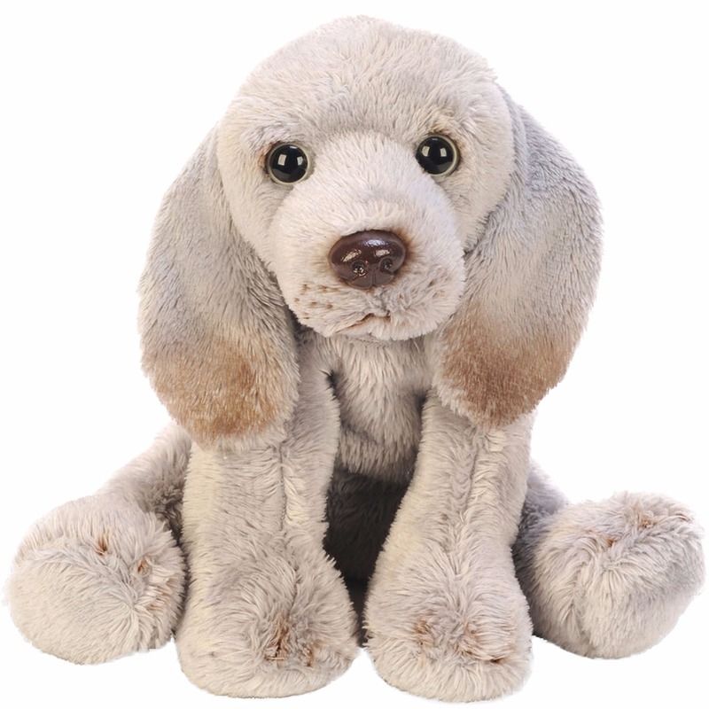 Pluche Weimaraner knuffeldier hond - grijs - 13 cm -