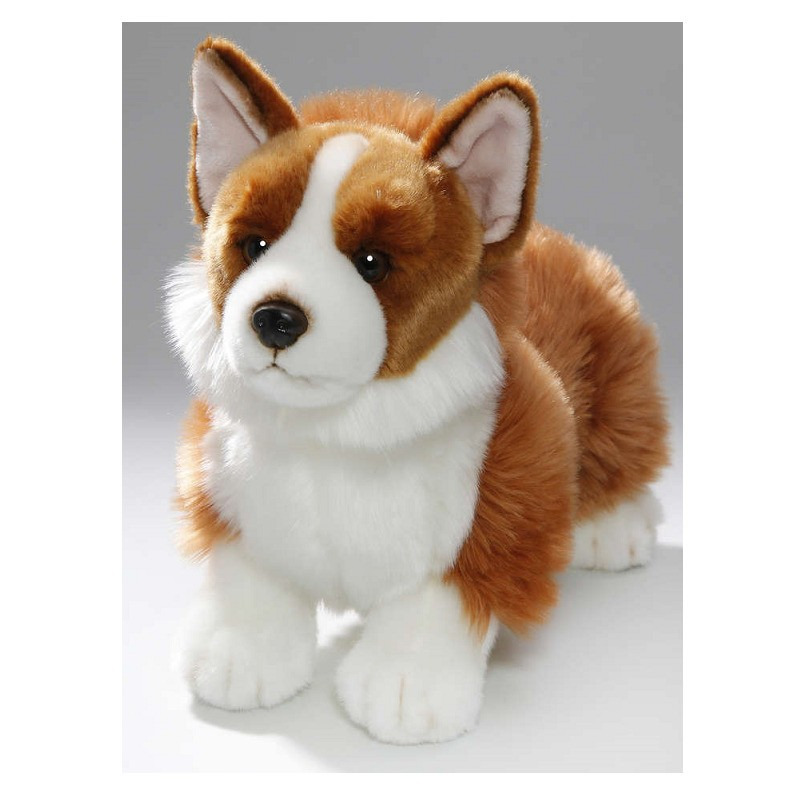 CarlDick Pluche knuffel Corgi hond - bruin/wit - 35 cm - huisdieren knuffel - hondenknuffel -