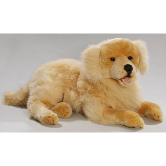 Grote liggende pluche knuffel golden retriever 60 cm -