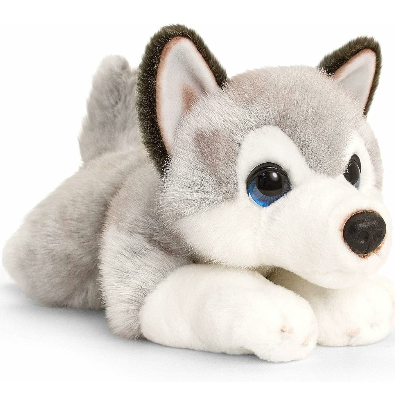 Keel Toys pluche Husky - grijs/wit - 37 cm - honden knuffel -