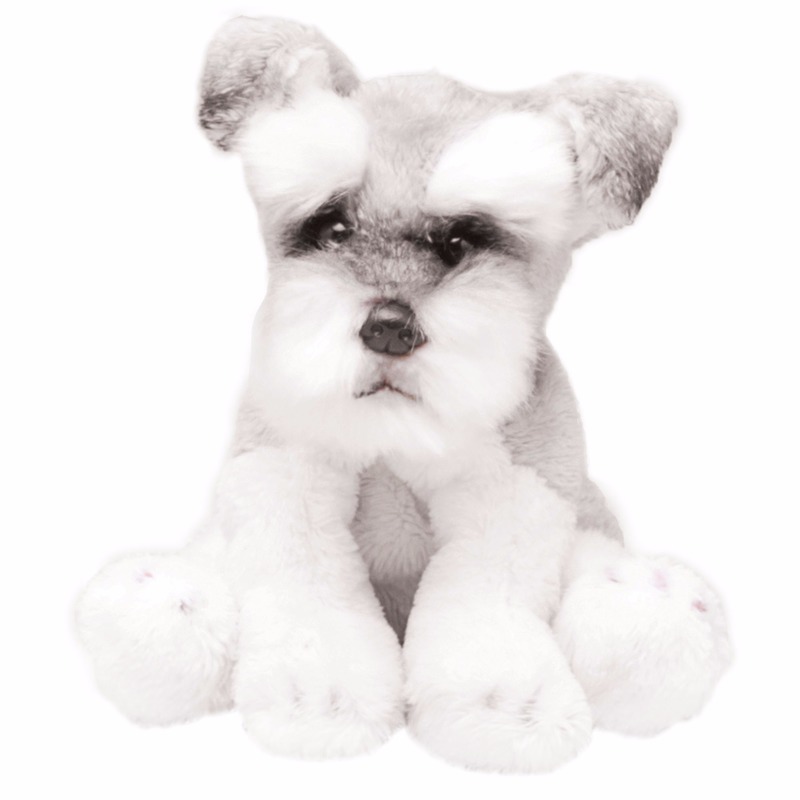 Suki Gifts Knuffel Schnauzer - hondenras knuffeldier - wit met grijs - 13 cm -