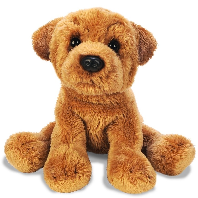 Suki gifts Knuffel hond - Sharpei - knuffeldier - bruin - pluche - 13 cm - honden knuffels -