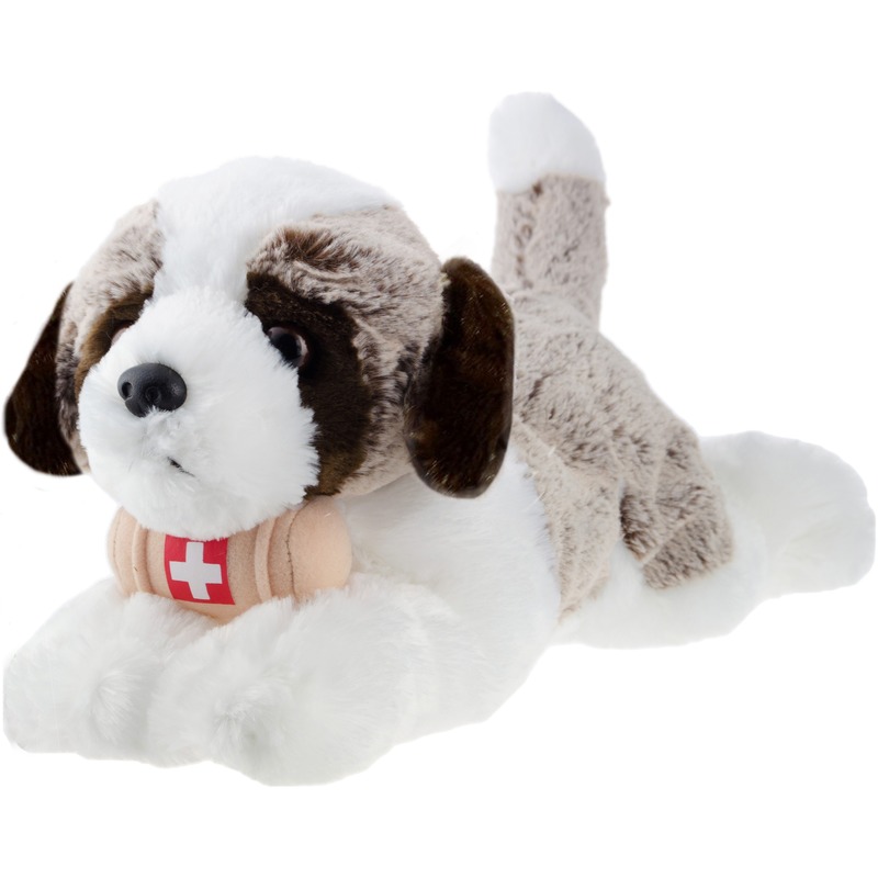 Pluche wit/bruine Sint Bernard hond knuffel 32 cm speelgoed -