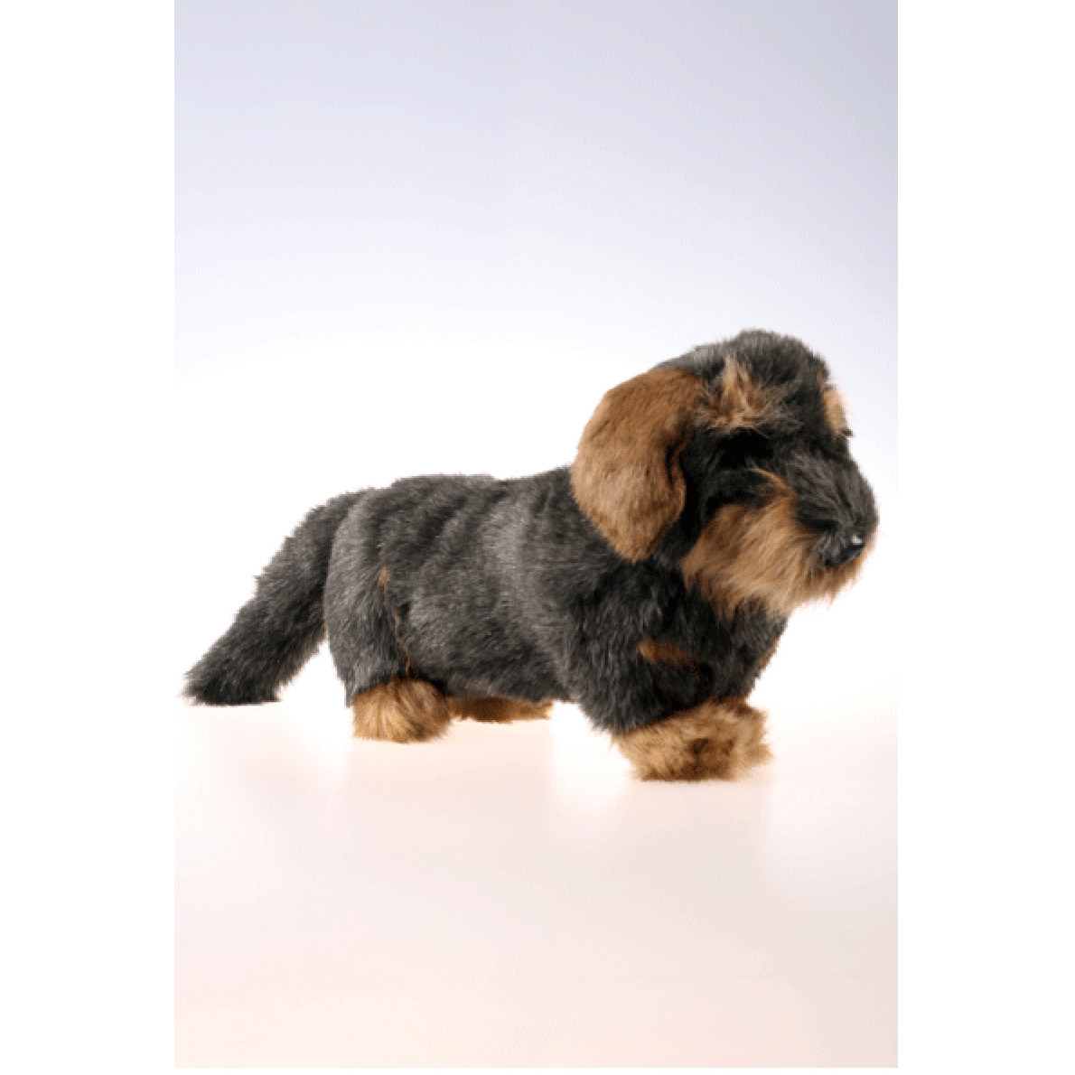 Pluche teckel knuffel hond - langharig - 45 cm - zwart/bruin - huisideren -