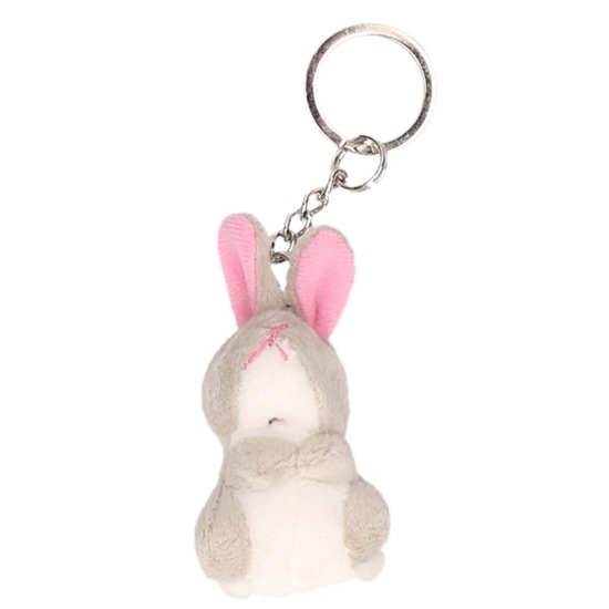 Pluche konijn/haas knuffel sleutelhanger 6 cm -