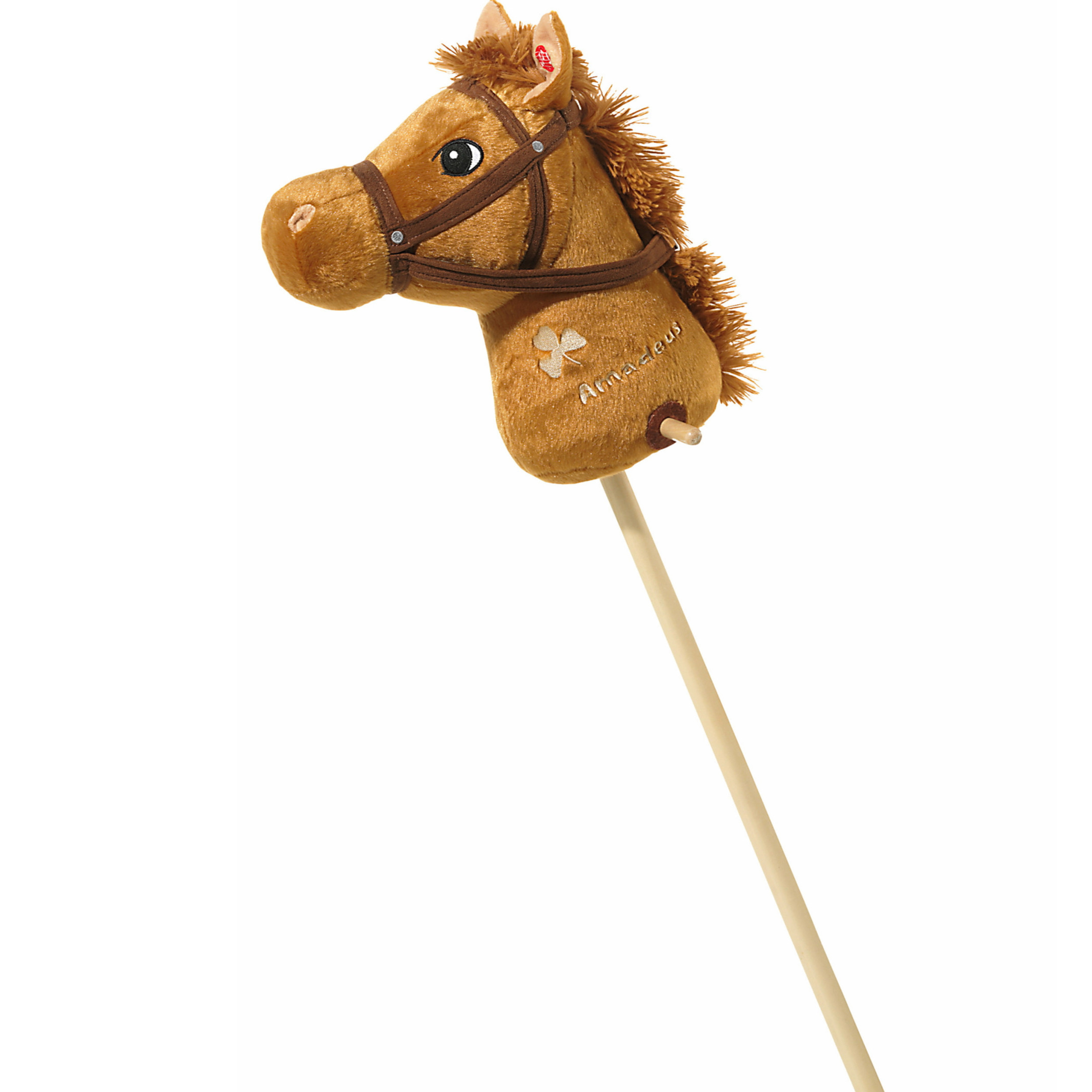 Pluche stokpaard bruin met geluid 110 cm -