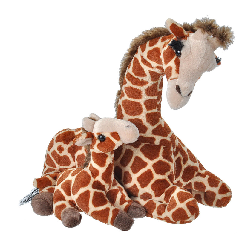 Pluche gevlekte giraffe met baby knuffel 38 cm speelgoed -