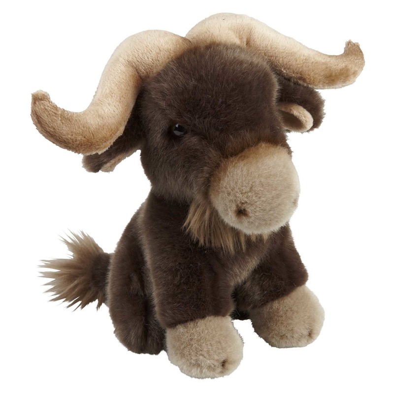 Ravensden Pluche bruine bizon knuffel - 18 cm - Bizons dieren knuffels - Speelgoed voor kinderen -