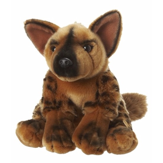 Nature planet Pluche knuffeldier Hyena - 18 cm - bruin - Afrikaanse dieren knuffels -