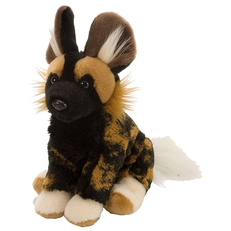 Wild Republic pluche - hyena dieren knuffel - zwart/bruin - 20 cm - dieren thema -