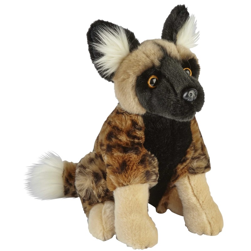 Pluche bruine Afrikaanse wilde hond/hyenahond knuffel - 28 cm - Dieren knuffels -