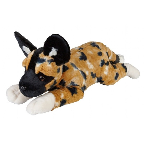 Ravensden Pluche bruine Afrikaanse wilde hond/hyenahond knuffel 60 cm - dieren knuffels -