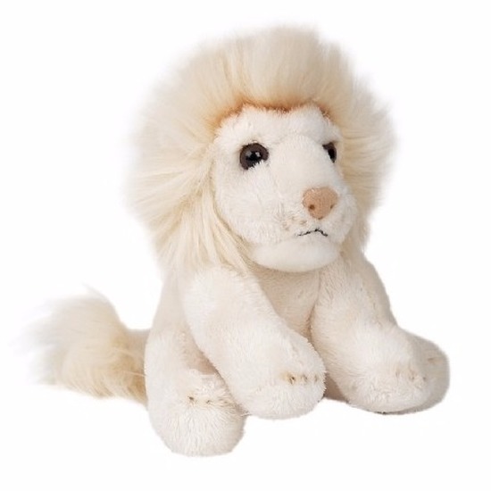 Pluche zittende witte leeuw knuffeldier 15cm -