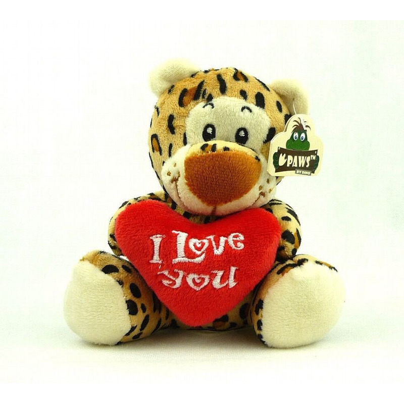 Pluche I love you luipaard knuffel bruin 14 cm speelgoed -