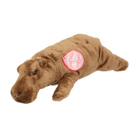 Knuffeldier - Pluche- nijlpaard - bruin/grijs - 25 cm - Safari dieren knuffels -