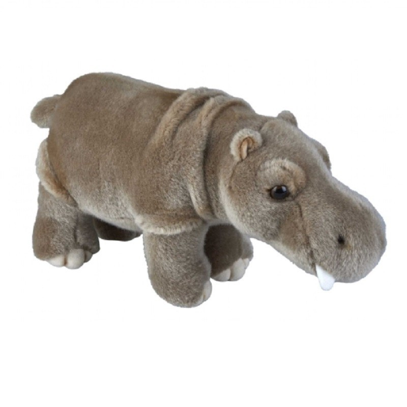 Ravensden Pluche knuffel - grijze nijlpaard - 28 cm - wilde dieren knuffel thema -