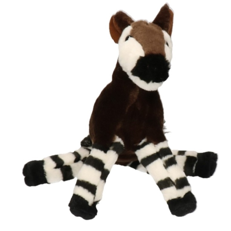 Pluche bruine okapi knuffel - 18 cm - Afrikaanse zoogdieren knuffels - Speelgoed voor kinderen -